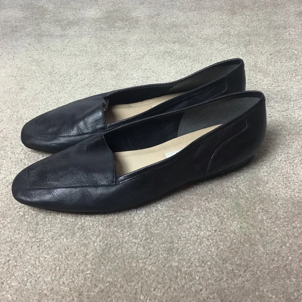 Enzo Angiolini Black Leather Loafers Size 8M